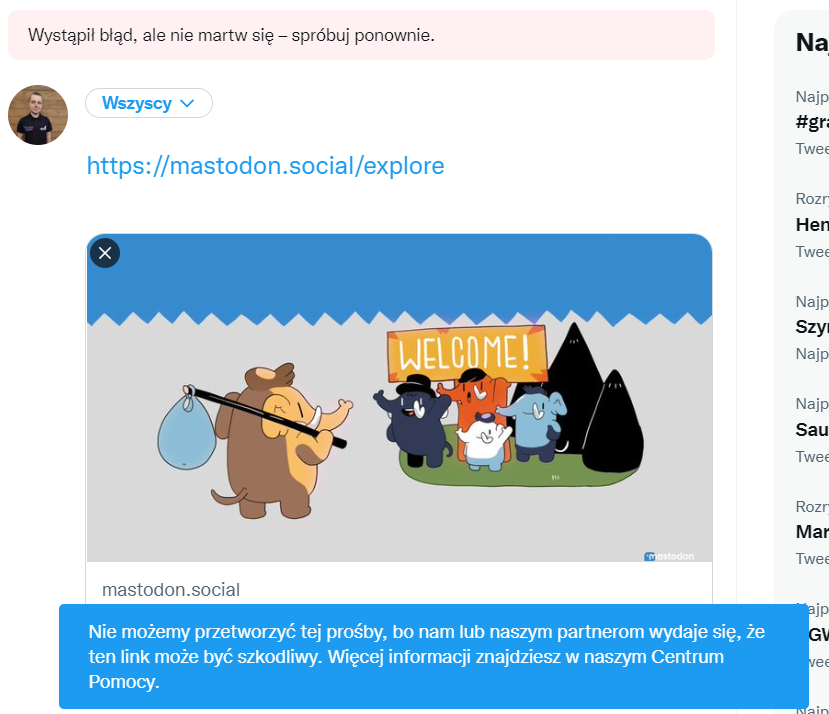 Twitter blokuje linki do serwerów sieci Mastodon