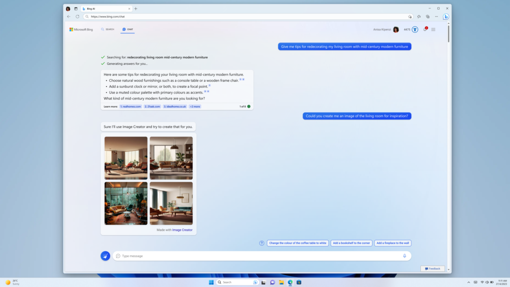 Bing DALL-E Image Creator in Chat